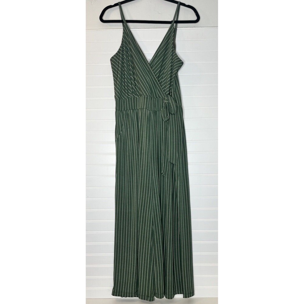 Kaileigh Women Green White Stripped  Jumpsuit  Large Adjustable Straps